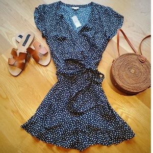 Dotted Tie Waist Wrap Romper